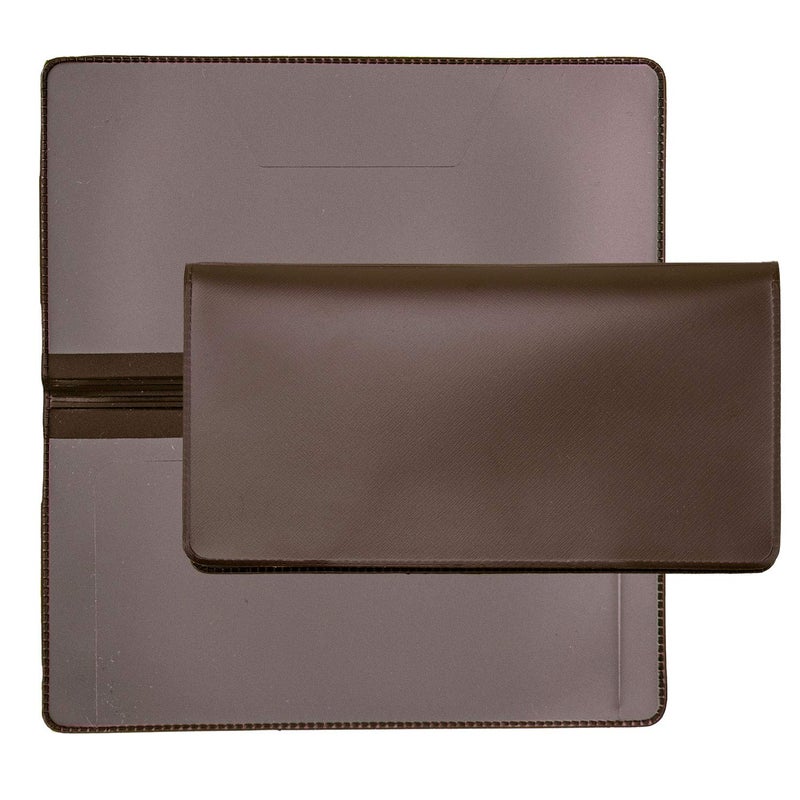 CAROUSELCHECKS Light Brown Vinyl Checkbook Cover, Top Tear Personal Vinyl Checkbook Cover - Image 3